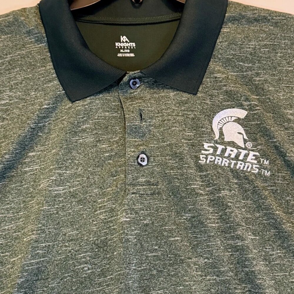 Michigan State Spartans Striped Polo Shirt Mens XL Knights Apparel Golf